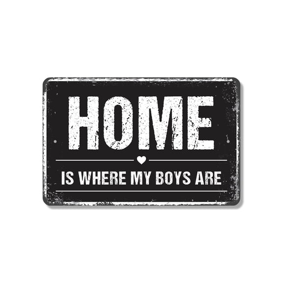 Home Is Where My Boys Are 13 Inch x 20 Inch Novelty Plastic Sign Loud Proud Loved Durable Weatherproof UV Protected Perfect for Living Rooms Entryways Hallways Fun Gift for Boy Moms