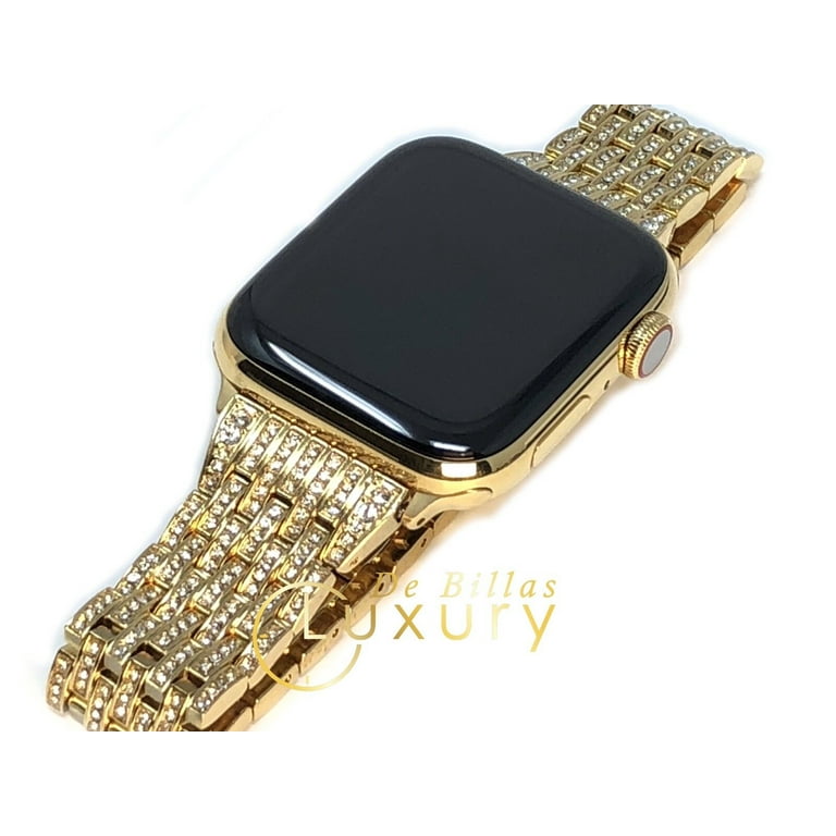 24K Gold Plated 45MM iWatch SERIES Diamond Rhinestones Band GPS