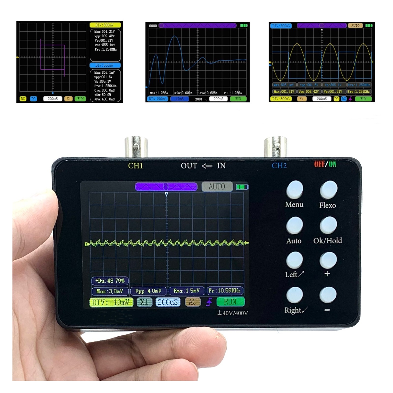 2 Channels Digital Oscilloscope 50M Sampling Rate 10Mhz Analogue Bandwidth Lissajous Patterns 6A Current Waveform Measurement ,Professional Designed