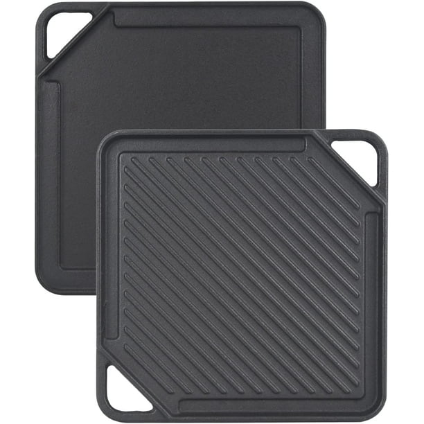 GasSaf Cast Iron Reversible Griddle, Double Sided Grill Pan Perfect for Stove Tops and Gas