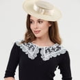 thumbnail image 5 of Hsqqdc Champagne Gold Wide Brim Church Hat with Bow, Elegant Derby Fascinator Hat, 5 of 7