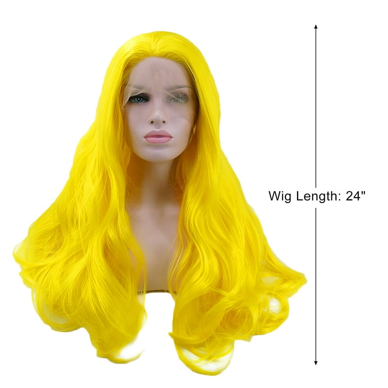 Unique Bargains Lace Front Wigs for Women 24 Yellow Long Natural Curly with Wig Cap Walmart