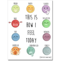 Feelings Chart Emotions Poster Mental Health Posters Awareness Canvas Wall Art Preschool Emotions Faces Calm Prints Calm Down Corner Home Decor for Kids Room Classroom 12x16in Unframed