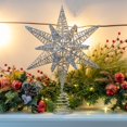 thumbnail image 4 of Decoración para árbol de Navidad con forma de estrella plateada con purpurina 3D, 4 of 6