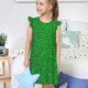 thumbnail image 4 of Balery Green Sparkling Shiny Camisón de princesa para niñas, pijama de algodón con mangas abullonadas, suave y bonito.-Small, 4 of 6