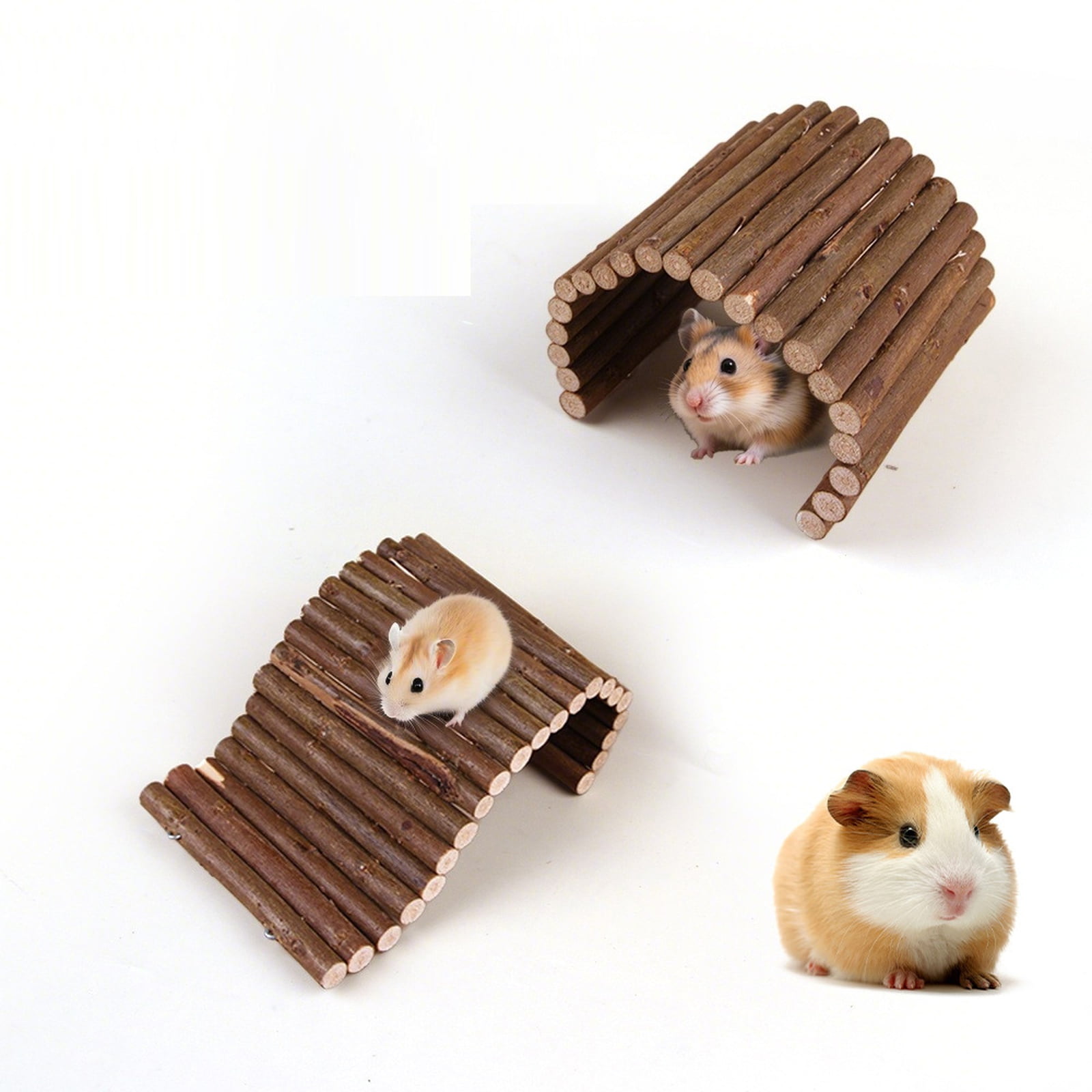 Hamster Arch Climbing Ladder Toy, Wooden Pet Accessory For Small Animals Exercise Chewing Playing And Habitat Decoration Brown
