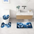 thumbnail image 4 of 4 Pcs Navy Blue Floral Butterfly Shower Curtain Set with Non-Slip Rugs, Modern Toilet Lid Cover and Bath Mat, Elegant Bathroom Decor Set with Shower Curtain and Rugs(Hooks Not Included), 4 of 6
