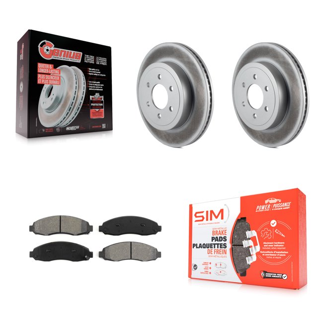 Transit Auto Front Coated Disc Brake Rotors and Semi-Metallic Pads Kit for Car 2003-2004 Dodge Dakota KGS-100148