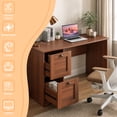 thumbnail image 4 of 43" Computer Desk with Power Outlets & 2 Drawers, Writing Studying Working Desk for Home Office, Walnut, 4 of 9