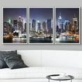 thumbnail image 3 of wall26 Framed Canvas Print Wall Art Set Vibrant NYC Manhattan Skyline at Night Nature Wilderness Photography Realism Rustic Scenic Travel Ultra for Living Room, Bedroom, Office - 24"x36"x3, 3 of 5