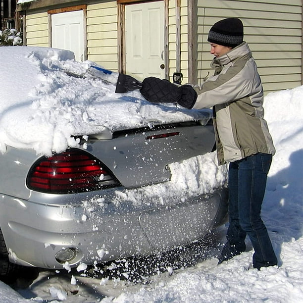 Ice Scraper Glove Snow Frost Remover Warm Fleece Lined Mitt Car