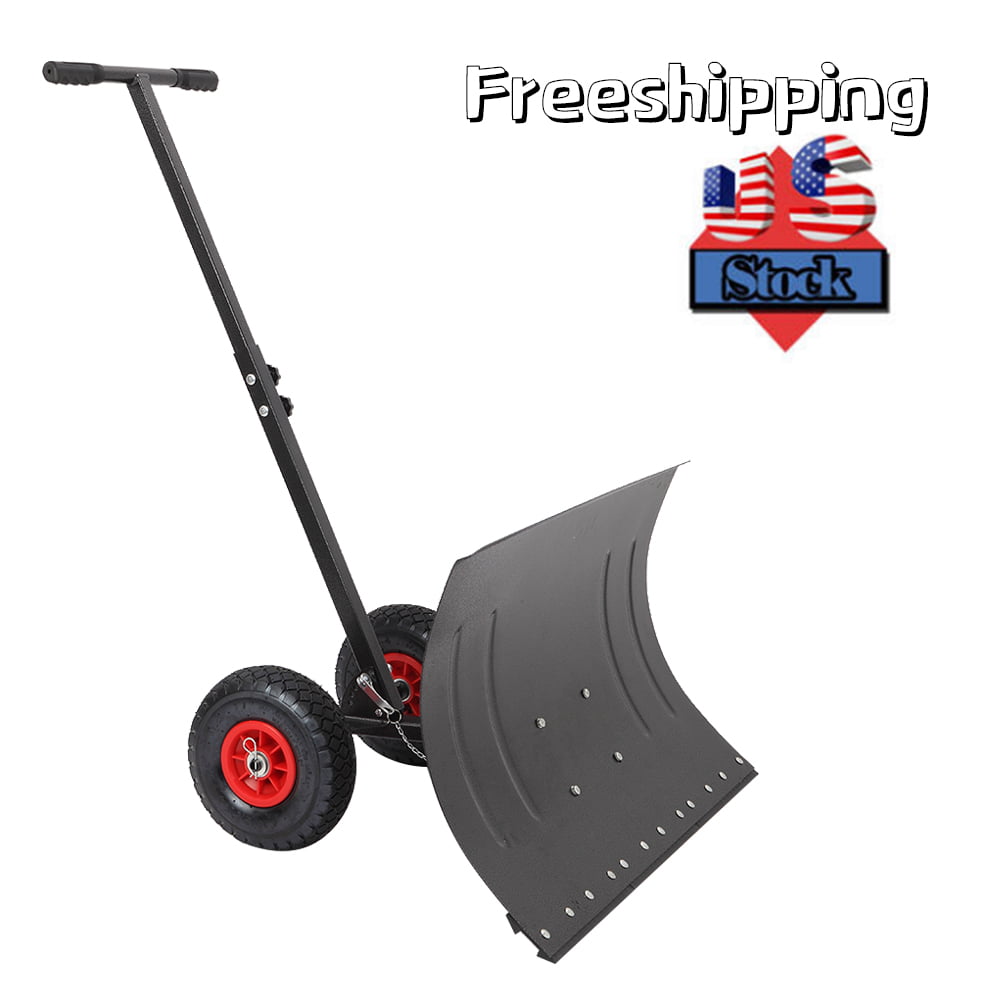 Rolling Snow Shovel Heavy Duty Wheeled Pusher Rolling Snow Collector Adjustable 