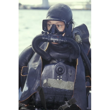 Navy SEAL combat swimmer wearing a closed circuit rebreather Canvas Art - Michael WoodStocktrek Images (23 x (Best Closed Circuit Rebreather)