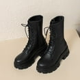 thumbnail image 2 of Mostsola Womens Combat Boots Lace up Mid Calf Boots Low Heel Platform Lug Sole Booties, 2 of 3
