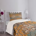 thumbnail image 5 of Ambesonne Floral Quilted Bedspread Set 2 Pcs, Flowers and Peacock, Twin Size, Petrol Blue Pale Coffee, 5 of 6