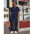 thumbnail image 5 of COOFANDY Men' 2 Pieces Outfits Casual Quarter Zip Polo Shirt and Jogging Pants Summer Tracksuits Set, 5 of 6