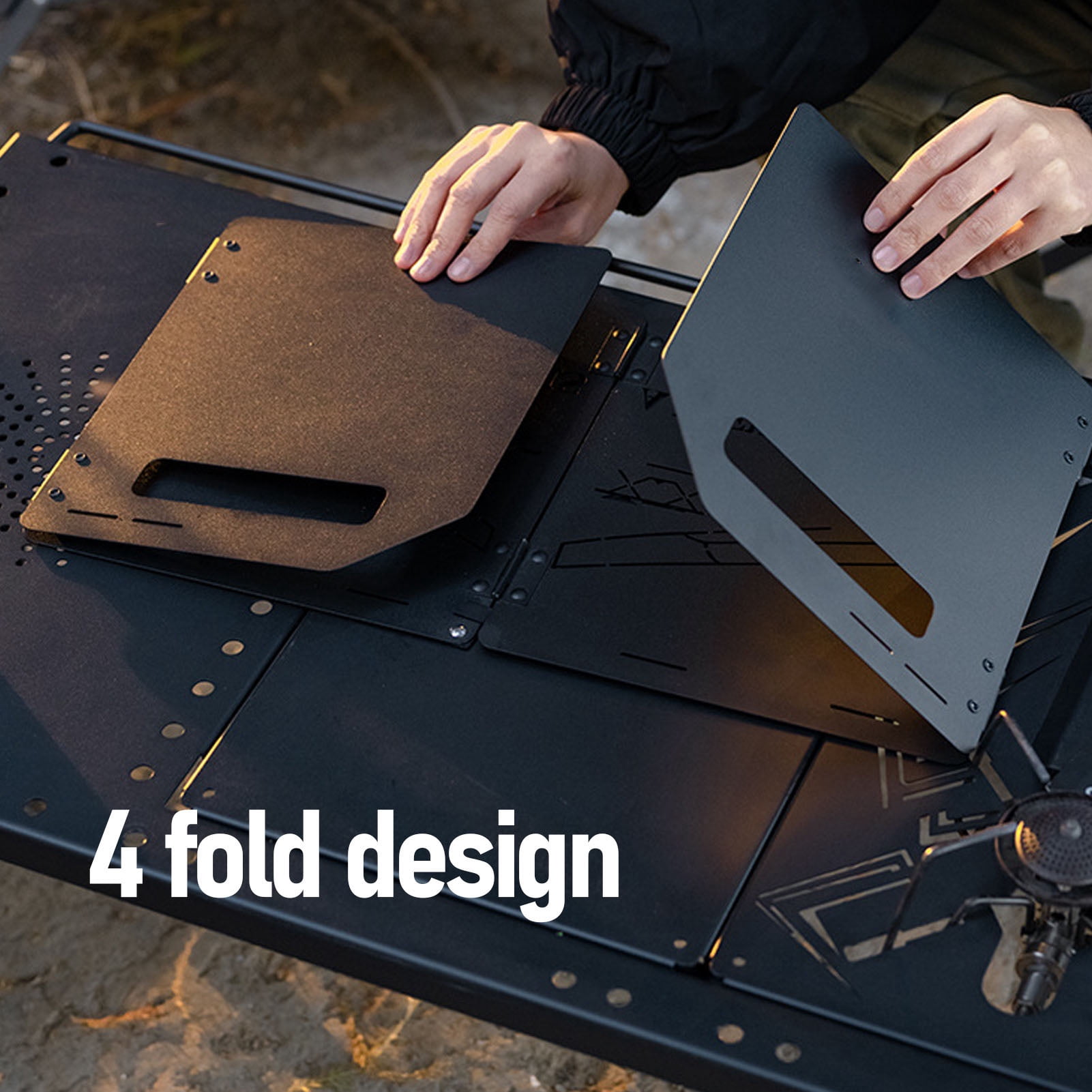 Suodoka Camping Stove Windscreen Outdoor Folding Gas Stove Windshield Wind Blocker with Storage Bag Black (11.8 x 11.02 inches / 30 x 28 cm)