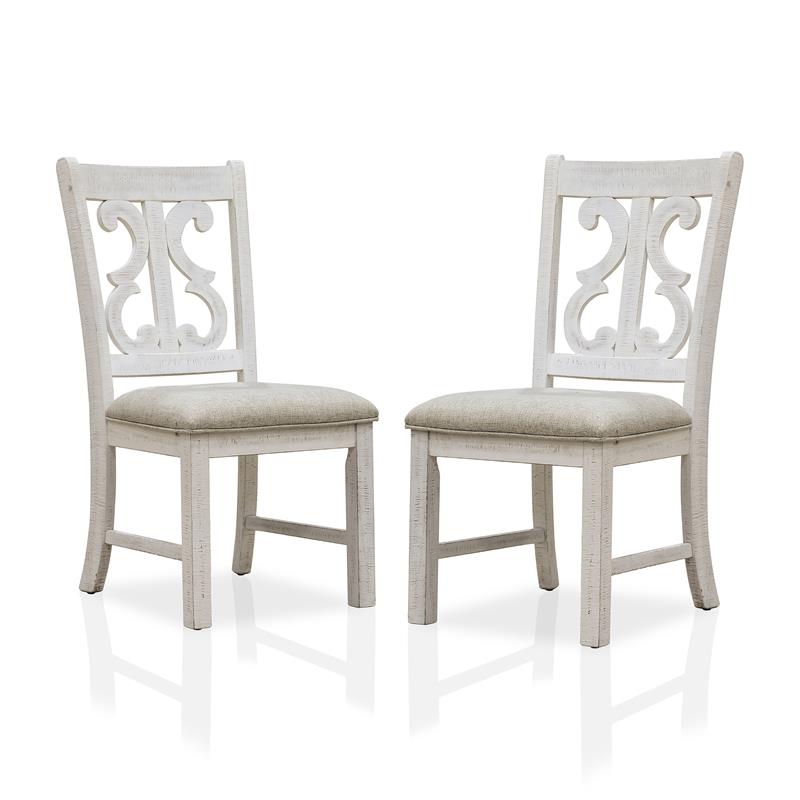 Furniture of America Muschamp Wood Dining Chair in Antique White (Set