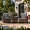 thumbnail image 1 of CazToi 3 Piece Patio Furniture Set Outdoor Wicker Bistro Set All Weather PE Rattan Balcony Conversation Chairs with Cushions, 1 of 9