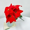 thumbnail image 6 of Artificial Poinsettia Bouquet, Red Christmas Flowers, Simulated Silk Floral Arrangement for Holiday Home Decoration, 18 Inch, Durable Plastic Stem, Realistic Soft Texture, Versatile Festive Display, 6 of 6