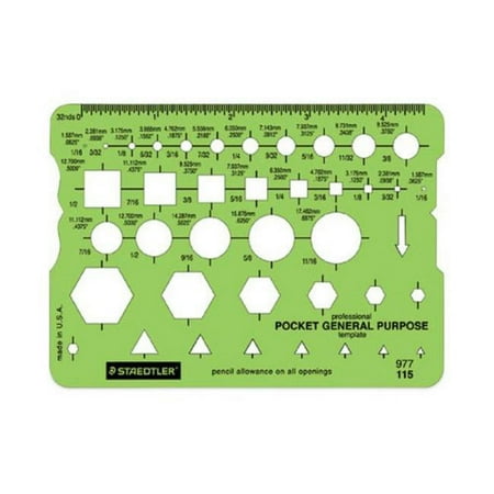 UPC: 0031901907334 | Staedtler STD977115EA 3.63 x 5.13 in. Template with 40 Geometric Shapes Green