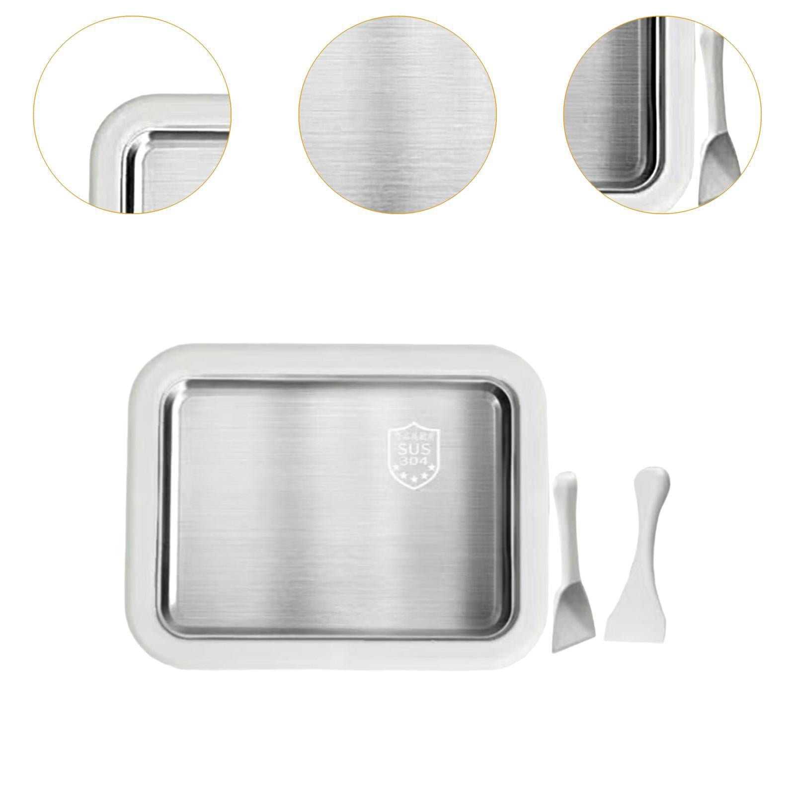 TISHITA Maker Ice Cream Homemade Tray Yogurt with 2 Spatulas Household Gelato Icecream Instant Cold Plate White