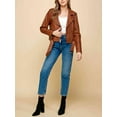 thumbnail image 5 of Made by Johnny Women's Asymmetrical Faux Lether Belted Moto Jacket XL CAMEL, 5 of 5