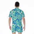 thumbnail image 2 of Blue Blossom Tropical Pattern Short Sleeve Men'S Rompers, Aloha Tropical Hawaiian Casual Summer Jumpsuits Outfit, 2 of 4