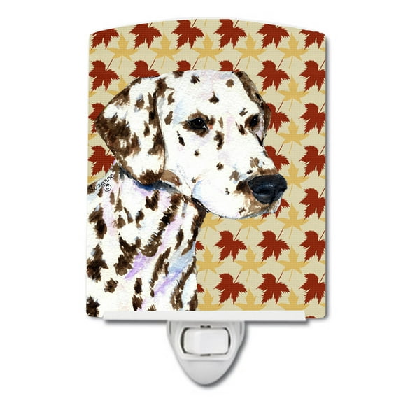 Caroline's Treasures SS4387CNL Dalmatian Fall Leaves Portrait Ceramic Night Light, 6x4x3", multicolor