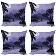thumbnail image 1 of Ambesonne Tropical Throw Pillow Cover 4 Pack, Caribbean Island Night, 20", Black Lavender White, 1 of 2