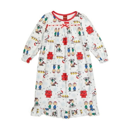 

Snoopy Charlie Brown Toddler Girl s Christmas Holiday Flannel Nightgown Gown Size 3T