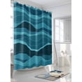 thumbnail image 3 of Fsddascl Turquoise Teal Ombre Shower Curtain Set - 66" x 72" Washable Bathtub Curtain with 12 Hooks, Watercolor Waves Abstract Waterproof Fabric Stall Shower Curtains for Bathroom/Bathtub Décor, 3 of 6