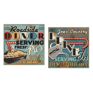 50's Style Diner Signs; Fresh Pies and Cup of Joe Java by Pela Studios; Two 12x12in Paper Posters