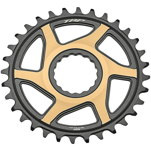 TRP CR-M9050 Boost Direct Mount Chainring - 34t 12-Speed CINCH Mount 3mm Offset 7075-T6 Aluminum Sandblasted BLK/Gold