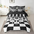 thumbnail image 2 of Erosebridal Checkerboard Bed in a Bag King Size,Modern Chess Game Bed Set,Black White Plaid Bedding King Size For Teens,Microfiber Bedroom Decor Reversible,7 Pieces, 2 of 6