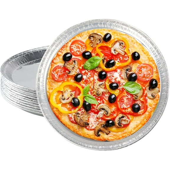 5.71 Inch Aluminum Pizza Pans, Disposable Round Foil Pizza Pan Trays, Oven & Freezer Safe Disposable Pizza Pan for Baking, Serving, Catering & Parties (10 Pack)