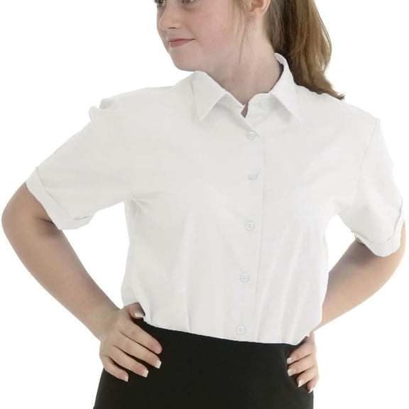 Girls Button Down Shirt Short Sleeve Dress Shirts Kids Summer School Uniform Blouse Back to School Cothes