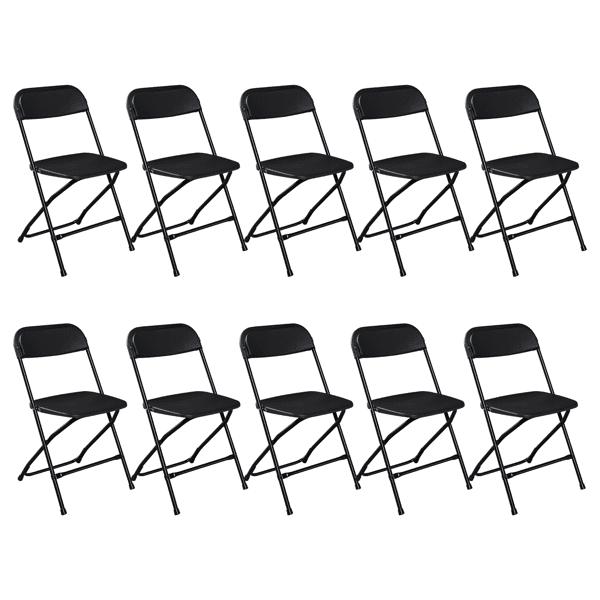 10Pcs Plastic Folding Chair for Garden, Injection Molding Classic, Black