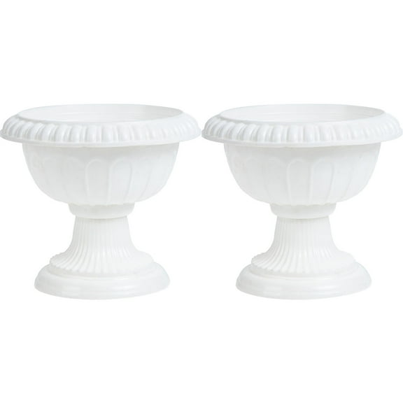 PTOOTP 2-Pack White Plastic Wedding Flower Pots, Decorative for Party and Event Decor