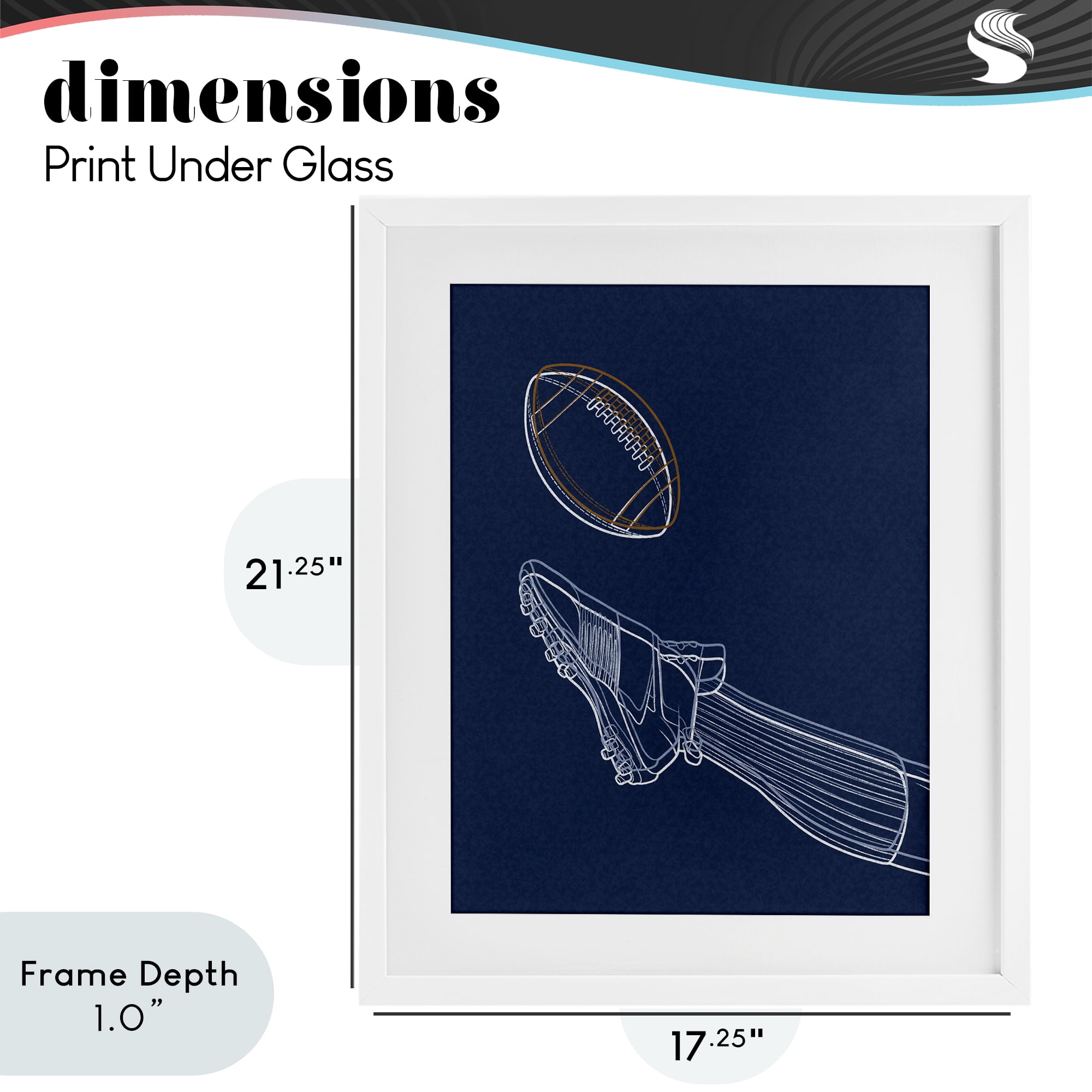 Stupell Industries Football Lines Contour White Framed Print Under Glass, design by Marcus Prime