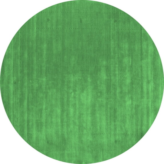 Ahgly Company Indoor Round Abstract Emerald Green Contemporary Area Rugs, 4' Round