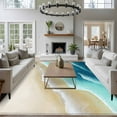 thumbnail image 4 of Teal Blue Beige Beach Washable Living Room Rugs 5'x8', Abstract Gradient Sandy Ocean Waves Low Pile Throw Large Area Rug Non-Slip Sturdy Edge Binding Carpet for Living Room Kitchen Office, 4 of 9