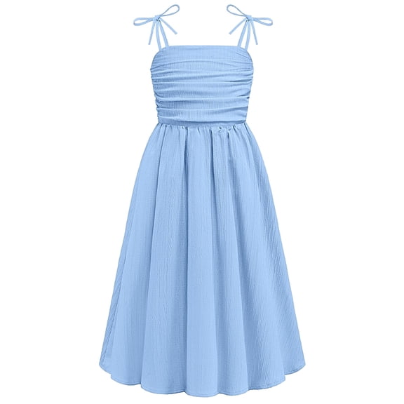 Arshiner Girls Summer Dress Maxi Spaghetti Strap Ruched Flowy Beach Boho Casual Teen Girl Sundress
