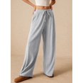 thumbnail image 6 of Women Wide Leg Pants with Pocket High Waisted Lounge Palazzo Autumn and Winter Pants Grey S, 6 of 7