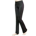 thumbnail image 2 of Women's Solid Color Mid Waist Yoga Pants, Stretch Fit Athletic Leggings, Tummy Control Side, Breathable Workout Gear for Running, Gym, Training, Lounge, Casual Wear, | TruBelle,Hot Pink L, 2 of 3