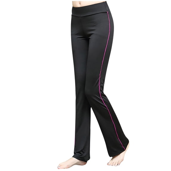PInxai Yoga Pants for Women Elastic Waisted Slim Leg Casual Athletic Pants Workout Color Block Fashion Trousers,Hot Pink,L