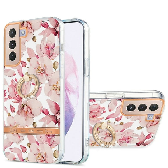 For Samsung Galaxy S21 5G Ring IMD Flowers TPU Phone Case