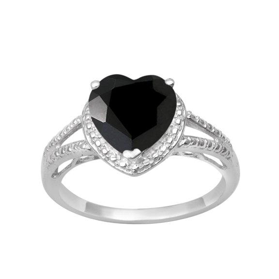 Black Spinel 925 Sterling Silver 8MM Heart Shape Women Valentines Day Gifts Ring