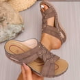 thumbnail image 2 of Yyuenw Ladies PU Open Toe Cross Strap Wedge Slides Casual Beach Vacation Footwear, 2 of 9