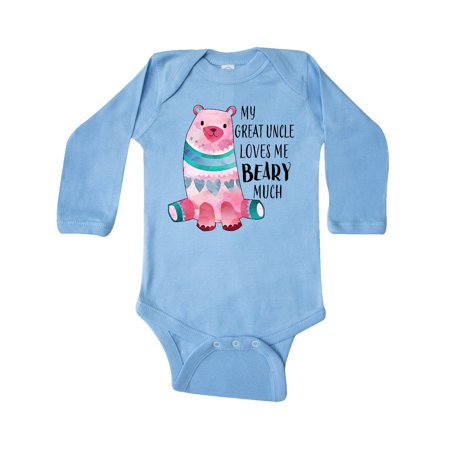 

Inktastic My Great Uncle Loves Me Beary Much with Cute Bear Gift Baby Boy or Baby Girl Long Sleeve Bodysuit